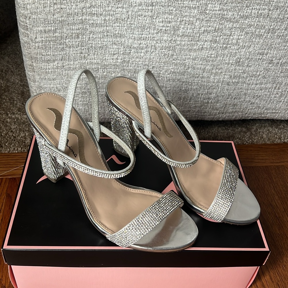 Silver studded heels
